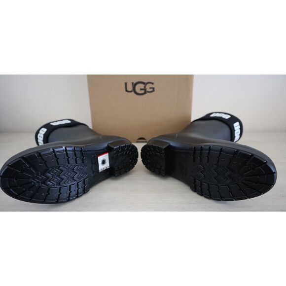 UGG 1110732 Women's Sz 5 Black Sienna Matte Graphic Logo Rubber Rain Boots - Picture 5 of 8
